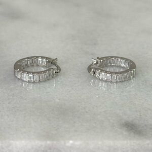 Sterling Silver Wrap Around Princess Crystal Pave Hoop Earrings 

Brand New